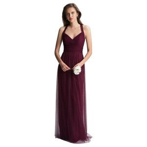 New Levkoff Crisscross Strap Tulle A-Line Gown Wine Colored Size 14